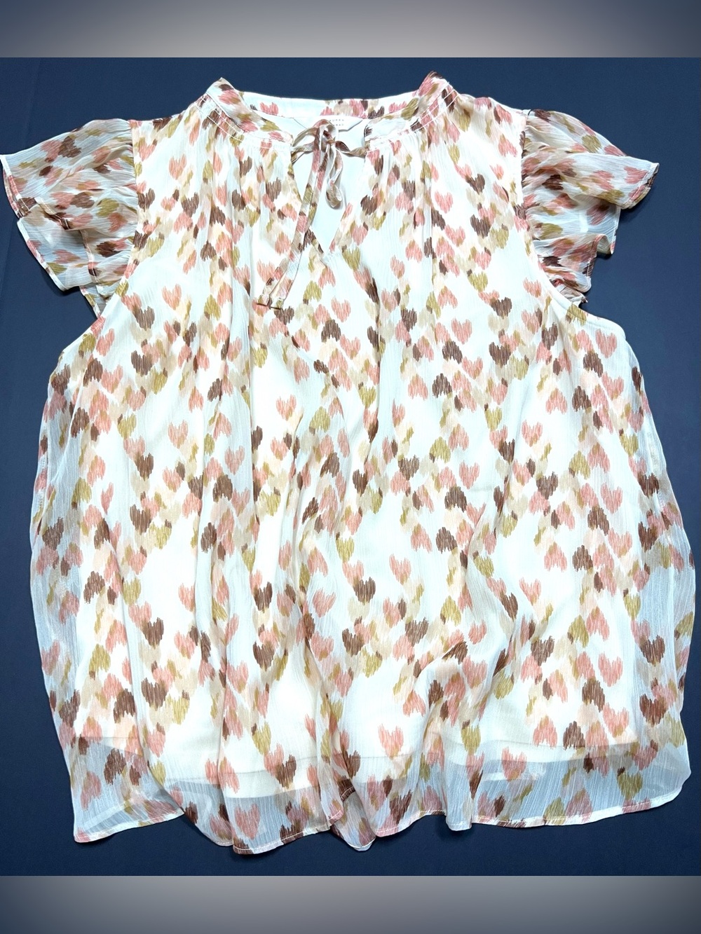 LC Lauren Conrad Flutter Sleeve Floral Print Blouse Size Large